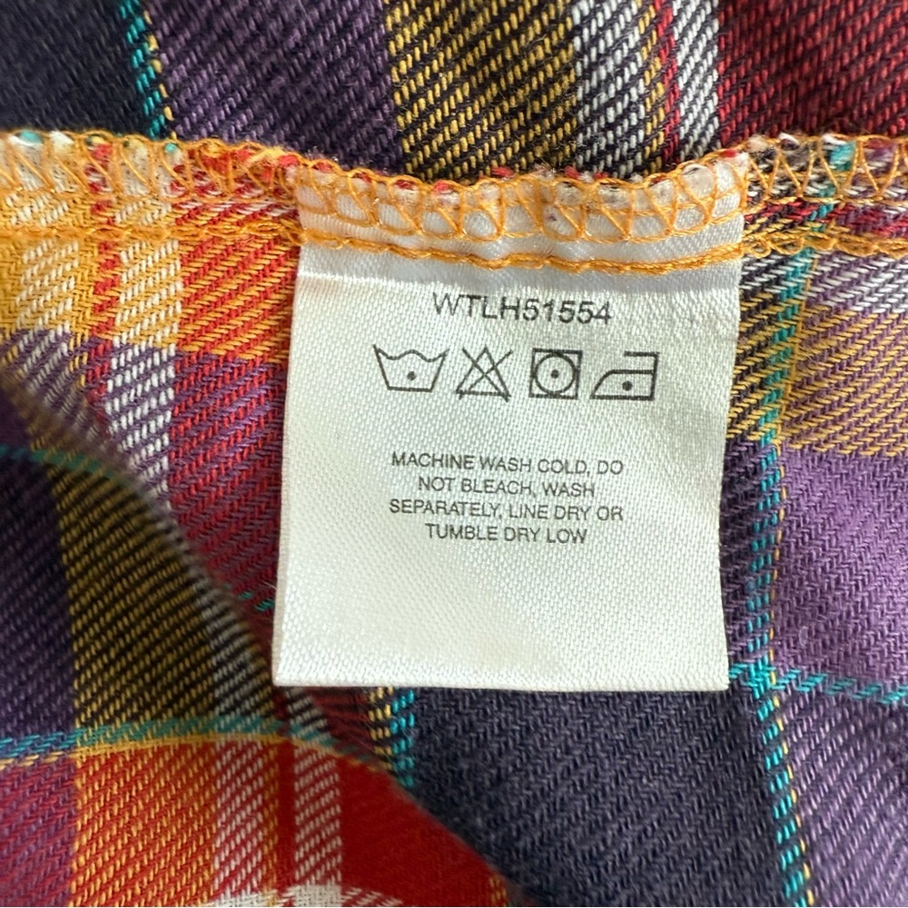 Wrangler As Real As Women's Plaid Snap Button Western Shirt Red Purple Size L - Picture 4 of 5